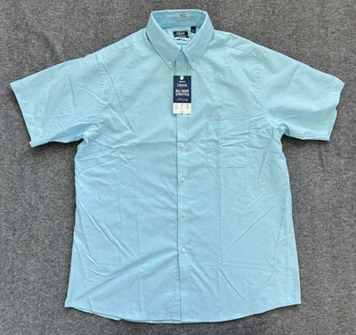 NWT IZOD Regular Fit Wrinkle Free Light Blue Short Sleeve Shirt - Sz L 16-16.5 - Image 1 of 4
