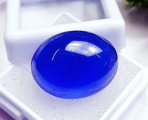 Cabochon ovale zaffiro blu naturale 15 ct certificato gioiello pietra preziosa sfusa - Foto 1 di 6