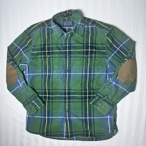Pendleton Hawthorne Flannel Shirt Men’s Medium Elbow Pads Tartan Plaid Button Up - Picture 1 of 13