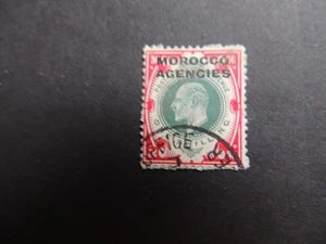 1907 Marruecos Agencias 1s verde opaco y carmín SG37 fino usado en pieza - Imagen 1 de 2