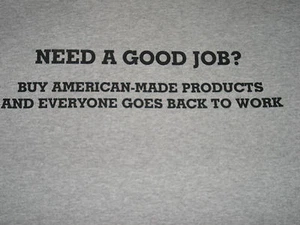 T-Shirt NEED A GOOD JOB? BUY AMERICAN T-Shirt meliert grau Baumwolle Poly Mischung Unisex - Bild 1 von 4