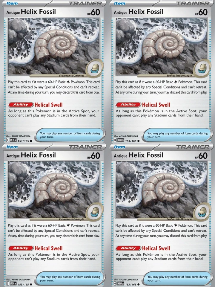 4x Helix Fossil 153/165 Playset Pokemon Scarlet & Violet 151 NM Trainer - Image 1 of 1