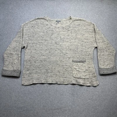 Свитер Habitat XL цвета слоновой кости серый контрастный тепловой трикотаж Lagenlook вычурный уютный современный - Изображение 1 из 4