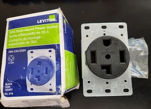 Receptáculo eléctrico de hoja recta de montaje empotrado negro Leviton 278, 30 amperios - Imagen 1 de 6