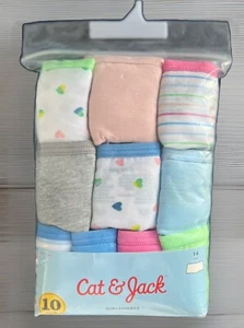 Cat & Jack Girls Cotton Girlshorts Underwear Hearts & Stripes 10 Pack NWT - Picture 1 of 5