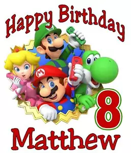 CAMISETA DE CUMPLEAÑOS MARIO & FRIENDS Personalizada Cualquier Nombre/Edad Niño Pequeño a Adulto - Imagen 1 de 6