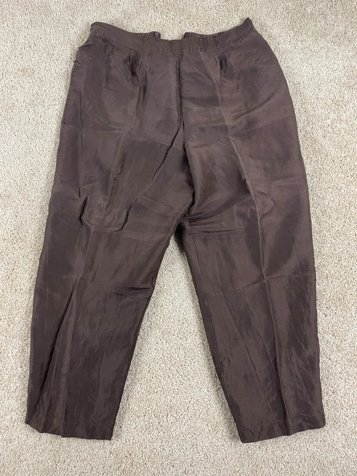 Pantalones al tobillo Ashley Stewart para mujer 34x26 forrados de seda cintura elástica regular marrón Foto 1 de 4