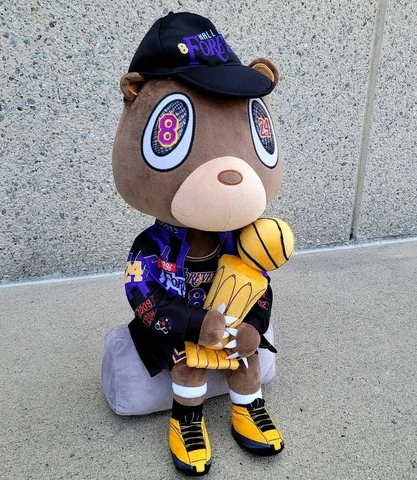 Kobe Bryant 🏆Sports Memorabilia Lakers Hall Of Fame Jersey 23" Plush Bear Kanye Cover