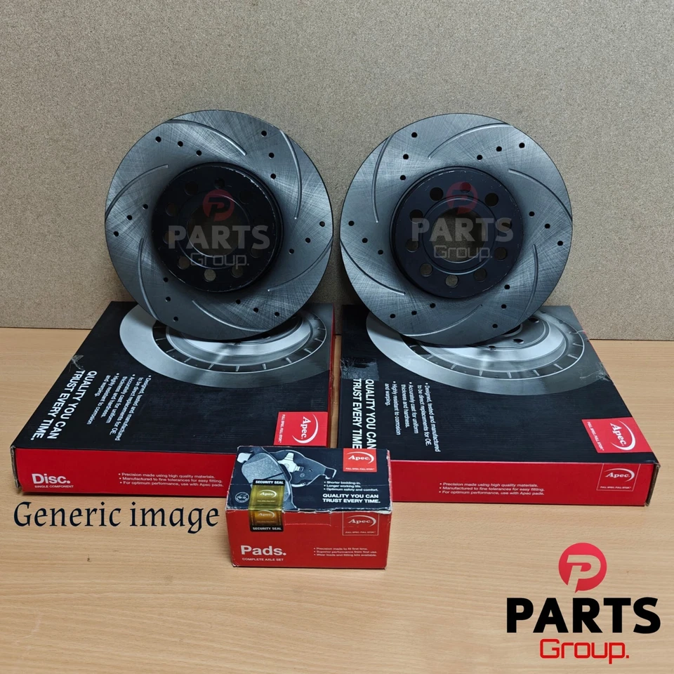 FOR VW JETTA 2.5 MK3 APEC DRILLED GROOVED FRONT DISCS 312MM & APEC PADS - Image 1 of 1