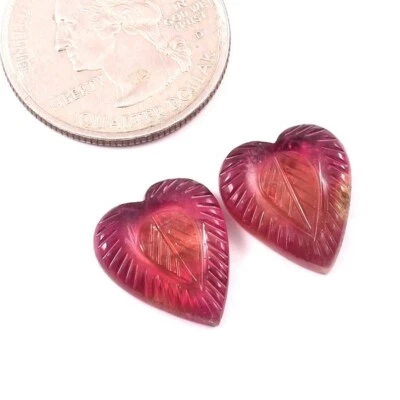 Loose Gemstone Natural Bio Tourmaline Hand Carved Fancy Heart Gemstone A668 - Image 1 of 3