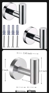 4 Pack Bathroom Towel Hook, 304 Stainless Steel, Wall Mounted Fast Shipping. 📫 - Picture 1 of 5