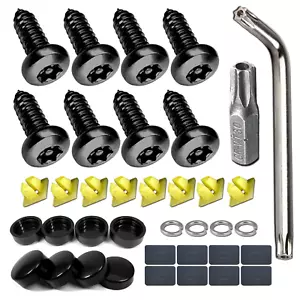 Black License Plate Screw Stainless Steel Plate Mounting Hardware for Car Tag Fr - Picture 1 of 12