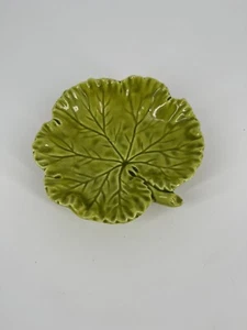 Vtg Handpainted Italian Pottery Green Leaf Dish/Bowl Made In Italy - Picture 1 of 8
