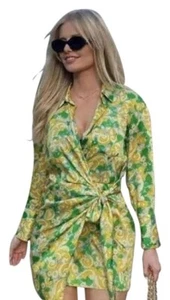 Zara Floreale Verde Avvolgere Vestito Con Fascia Taglia Media - Foto 1 di 12