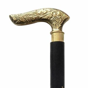 Antique Brass Derby Head Handle Wooden Vintage Style Cane Wooden Walking Stick - Picture 1 of 2