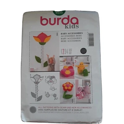 BURDA Kids Sewing Pattern 9555 Baby Accessories Pillow Figures Growth Chart - Image 1 of 3