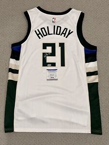 Jrue Holiday Signed Autograph Milwaukee Bucks #21 Nike Jersey PSA / DNA Celtics