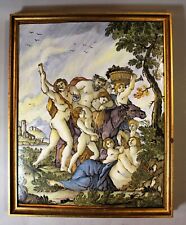 Hand Painted Italian Renaissance Majolica Bacchus Tile 13" x 10.5" -Late 20th c.