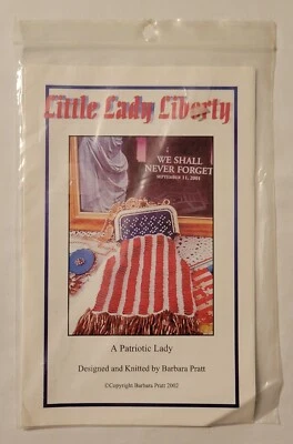 Barbara Pratt 9/11 Patriotic Beaded Knit Purse Little Lady Liberty Pattern  - Image 1 of 2