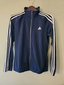 Adidas Full Zip Warm Up Track Jacket Youth M 12-14 blue and white 3 stripe - Picture 1 of 4