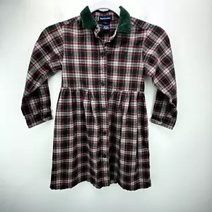 Ralph Lauren Girls Shirt Dress Size 6 Green Plaid & Corduroy Collar - Picture 1 of 7