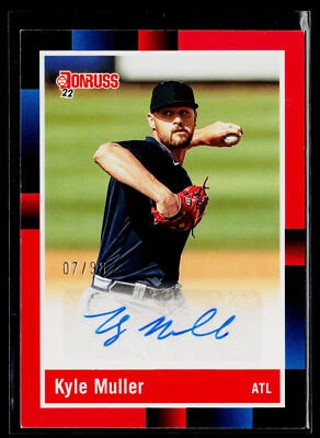 Kyle Muller 2022 Donruss Retro 1988 Signatures Red #R88S-KM AU,SN Atlanta Braves - Image 1 of 2
