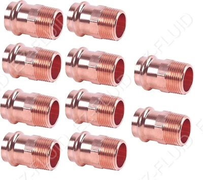 EZ-FLUID (10) 1/2" MIP x Press Copper Male NPT Propress Press Male Adapter Copper Fitting