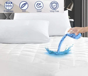 Protector de colchón impermeable extra profundo acolchado cubierta de cama - Imagen 1 de 6