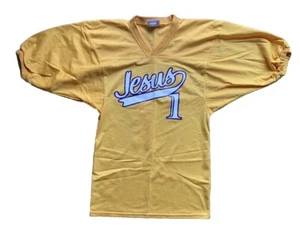 Vtg Jesus #1 Football Jersey Mens Sz S/M New Lakers LSU Colors USA Gold Purple - Picture 1 of 8