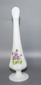Vintage Fenton Milk Glass with Violets Vase 8 1/4" Tall - Picture 1 of 6