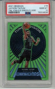 2021 PANINI OBSIDIAN TUNNEL VISION E/E GREEN FLOOD JAYSON TATUM PSA 10 LOW POP - Picture 1 of 2