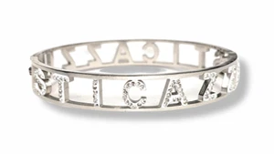 BRACCIALE STICAZZI RIGIDO DONNA ACCIAIO INOX 316L STRASS LUCIDO ANALLERGICO - Foto 1 di 6