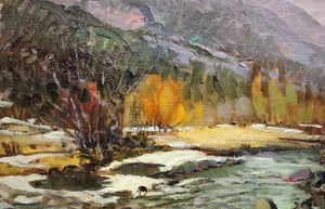 Mario FUMIA (1931-2013) - Paesaggio montano e ruscello, dipinto ad olio su tela - Picture 1 of 9