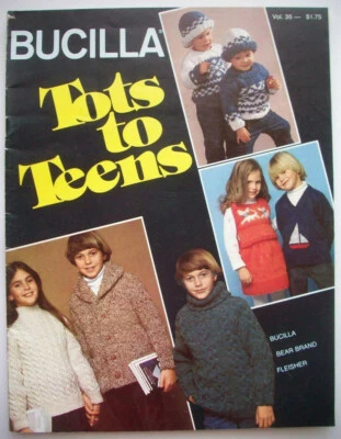 Tots to Teens knit knitting pattern sweaters dress caps hoodie - Image 1 of 4