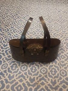 Vintage Willard Lucite Purse Brown Tortoiseshell Filigree Closure Dual Straps - Picture 1 of 11
