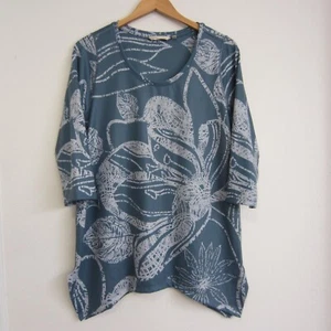 Soft Surroundings Valeri Top Womens M Blue Fleur Arona Asymmetric Tunic Comfy - Picture 1 of 12