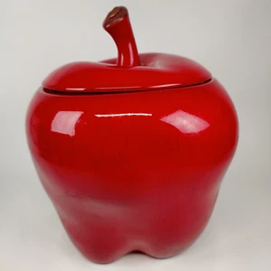 Large Red Delicious Apple Ceramic Cookie Jar Vintage - Picture 1 of 10