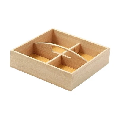 Divided Wooden Serving Tray 4 Compartment Veggie Tray Compact Multifunction - Image 1 of 4