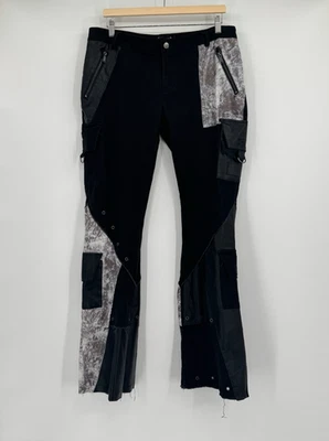 Darker Wavs Womens Black Faux Leather Cotton Bell Bottom Cargo Pants Sz 2XL - Image 1 of 4