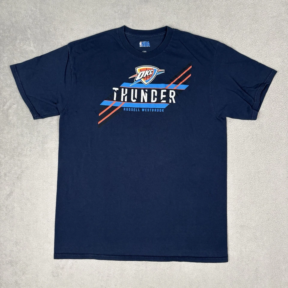 Camiseta OKC Oklahoma City Thunder Para Hombre Grande Azul Marino Westbrook De Colección NBA Foto 1 de 4
