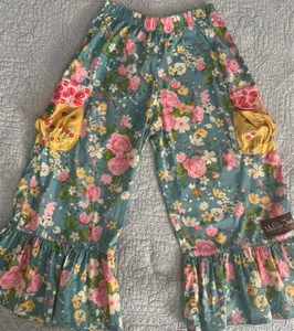 Matilda Jane Floral Ruffle Pants Girls Sz 6 - Picture 1 of 2