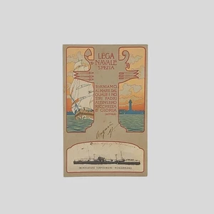 Cartolina epoca Lega Navale Spezia Nave Incrociatore Torpediniere Monzambano VG - Picture 1 of 2
