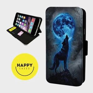WOLF HOWL BLUE MOON - Kunstleder Flip Handyhülle - iPhone/Samsung - Bild 1 von 5