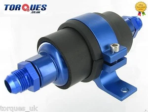 AN -10 (AN10 JIC -10) Blue Anodised Billet Fuel Filter 30 Micron And Cradle - Picture 1 of 2