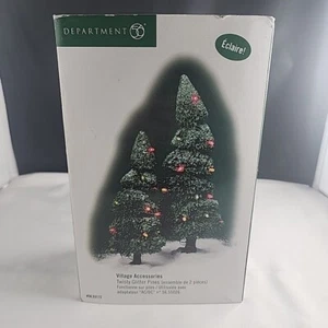 Dept 56 Village Accessories Twisty Glitter Pines Set of 2, Model 53172 Tested - Picture 1 of 4