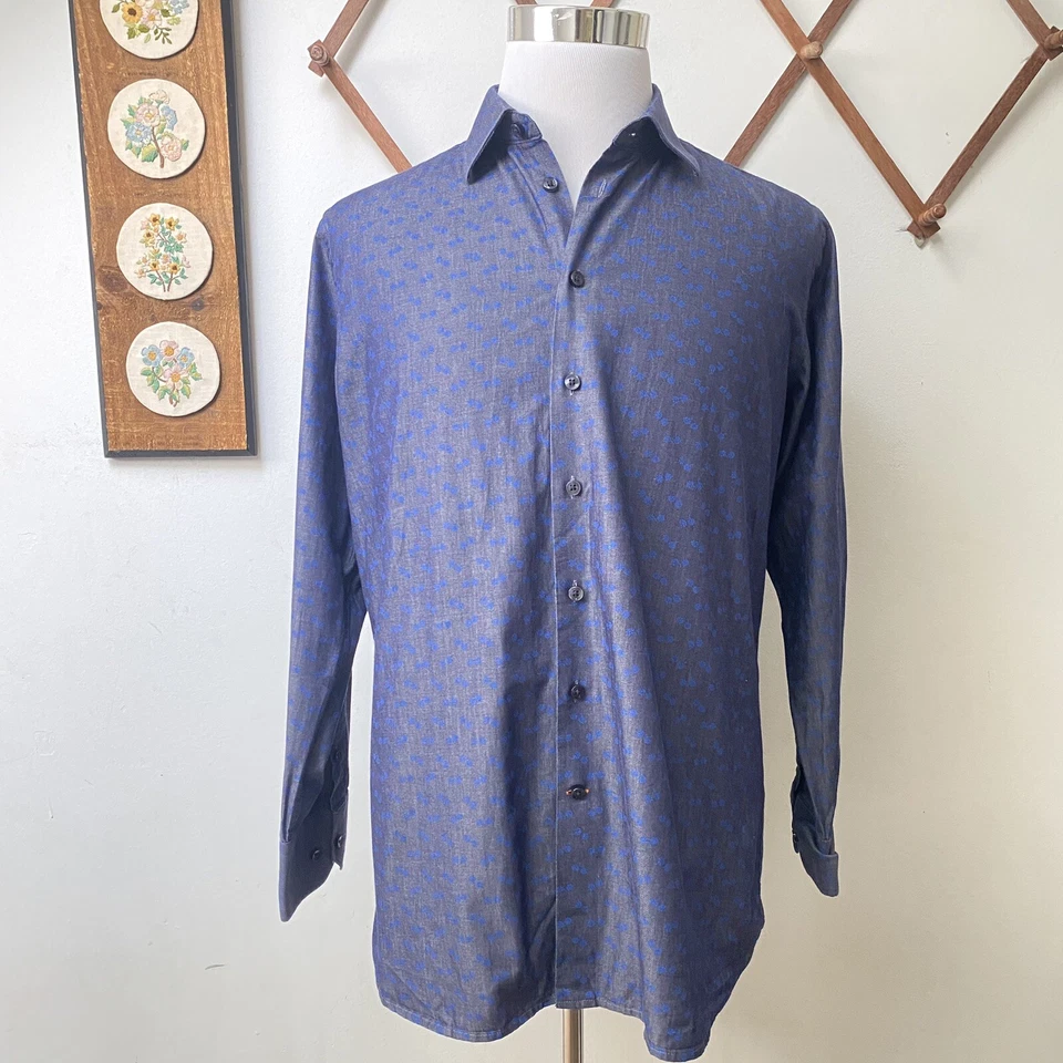 Camisa de vestir floral Tallia Mason Fit para hombre cuello recortado talla 16-16,5 34/35 Foto 1 de 4