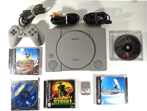 Sony PlayStation 1 PS1 Console W/ 1 Controller 5 Games Memory Card Bundle Tested - Picture 1 of 18