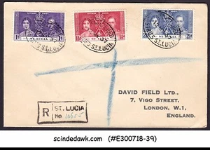 ST LUCIA - 1937 KGVI CORONATION - 3V - FDC REGISTERED - Picture 1 of 2