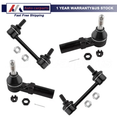 4Pcs Front Outer Tie Rods & Rear Sway Bar Links For 1991-2002 Saturn SC1 SC2  SL - Image 1 of 4