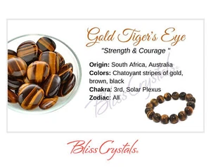 GOLD TIGERS EYE Crystal Information Card, Double sided #HC26 - Picture 1 of 2
